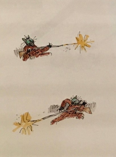 Quentin Blake's work on Kitty-in-Boots on display at the House of Illustration
